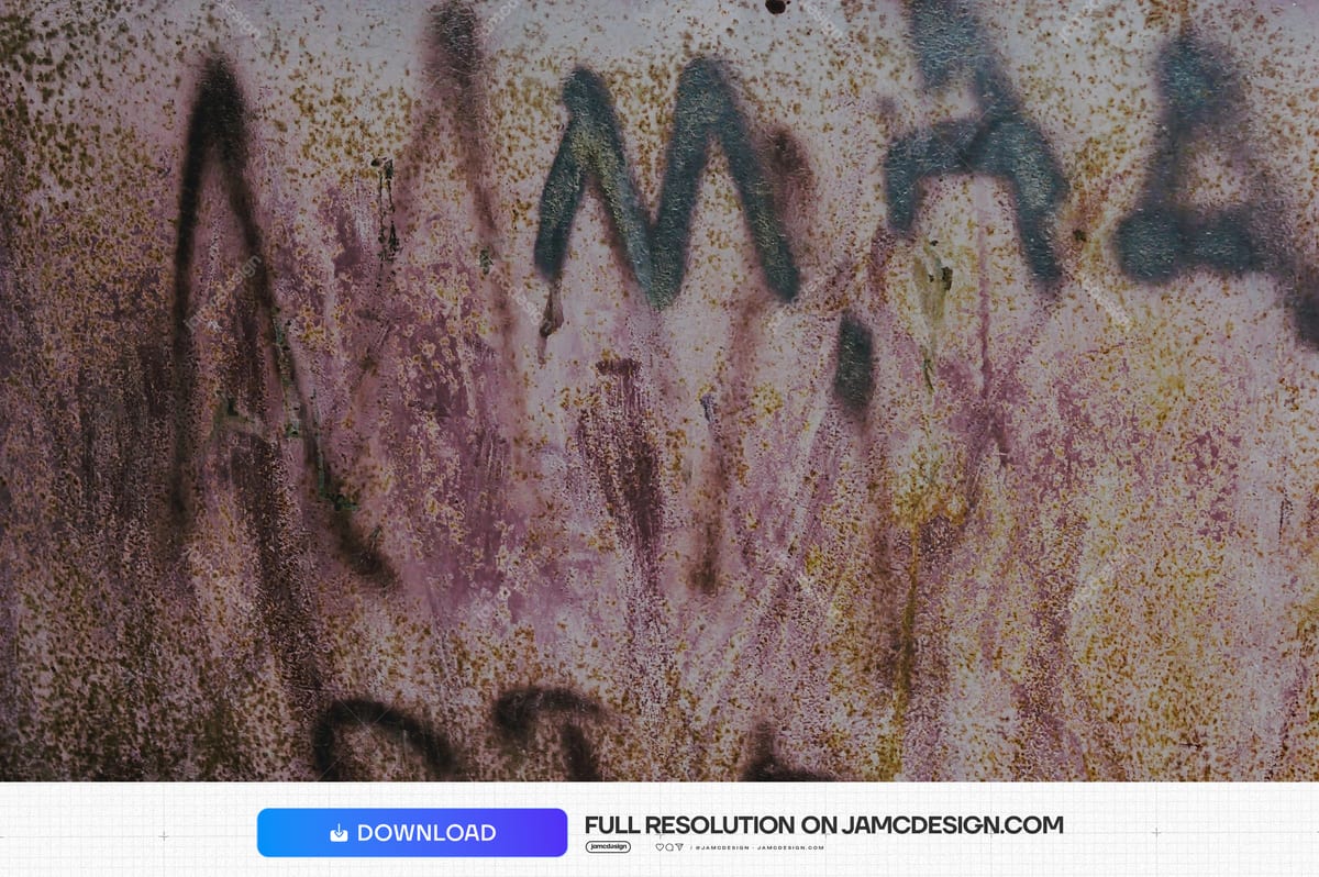 Weathered Wall Texture With Graffiti. This JPG texture shows dark graffiti strokes across a mottled, weathered wall in muted mauve, brown and grey tones — Additional preview