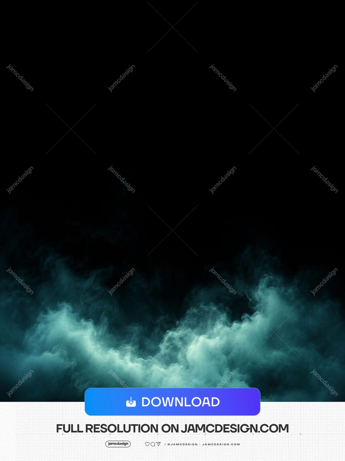 Teal Smoke Clouds Dark Abstract Background Vertical Luminous Field. This JPG overlay texture presents dense teal smoke clouds rising through a nearly black — Additional preview