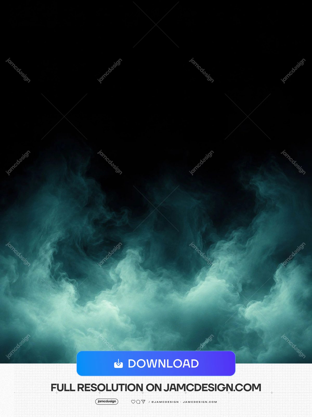 Cyan Mist Clouds Dark Abstract Background Vertical. JPG overlay texture featuring dense cyan smoke clouds rising through a nearly black abstract scene — Additional preview