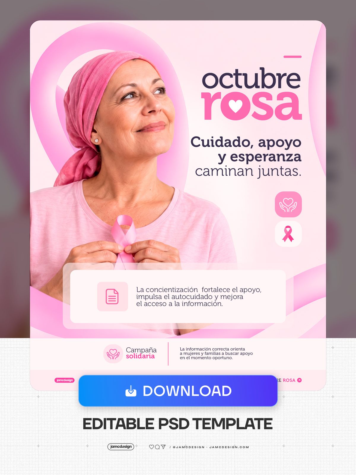 Breast Cancer Support Flyer Template PSD. Download this editable PSD social media template for breast cancer support — Additional preview