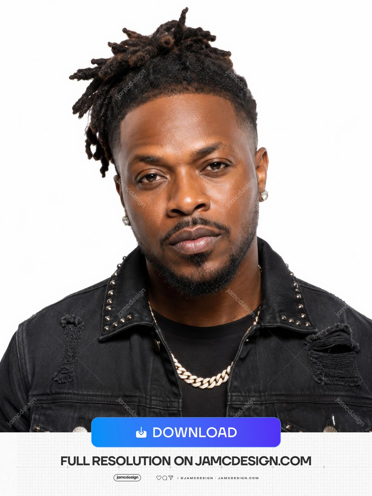 Male Artist In Black Denim Jacket Studio White Portrait Photo. JPG photo of a male artist in a black denim jacket — Additional preview