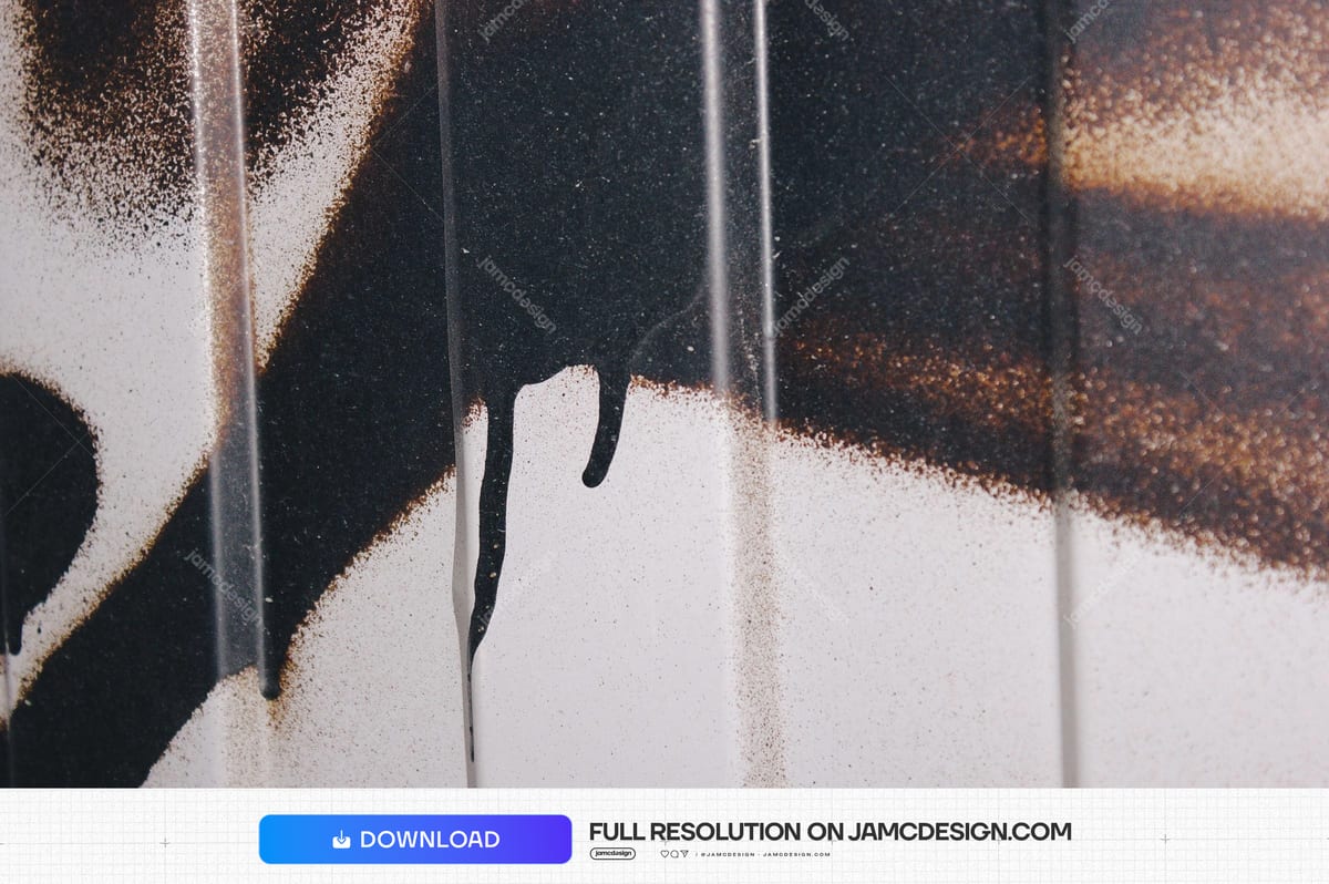 Dripping Spray Paint On A Pale Surface Texture. This monochrome JPG texture shows black spray paint feathering across a pale surface — Additional preview