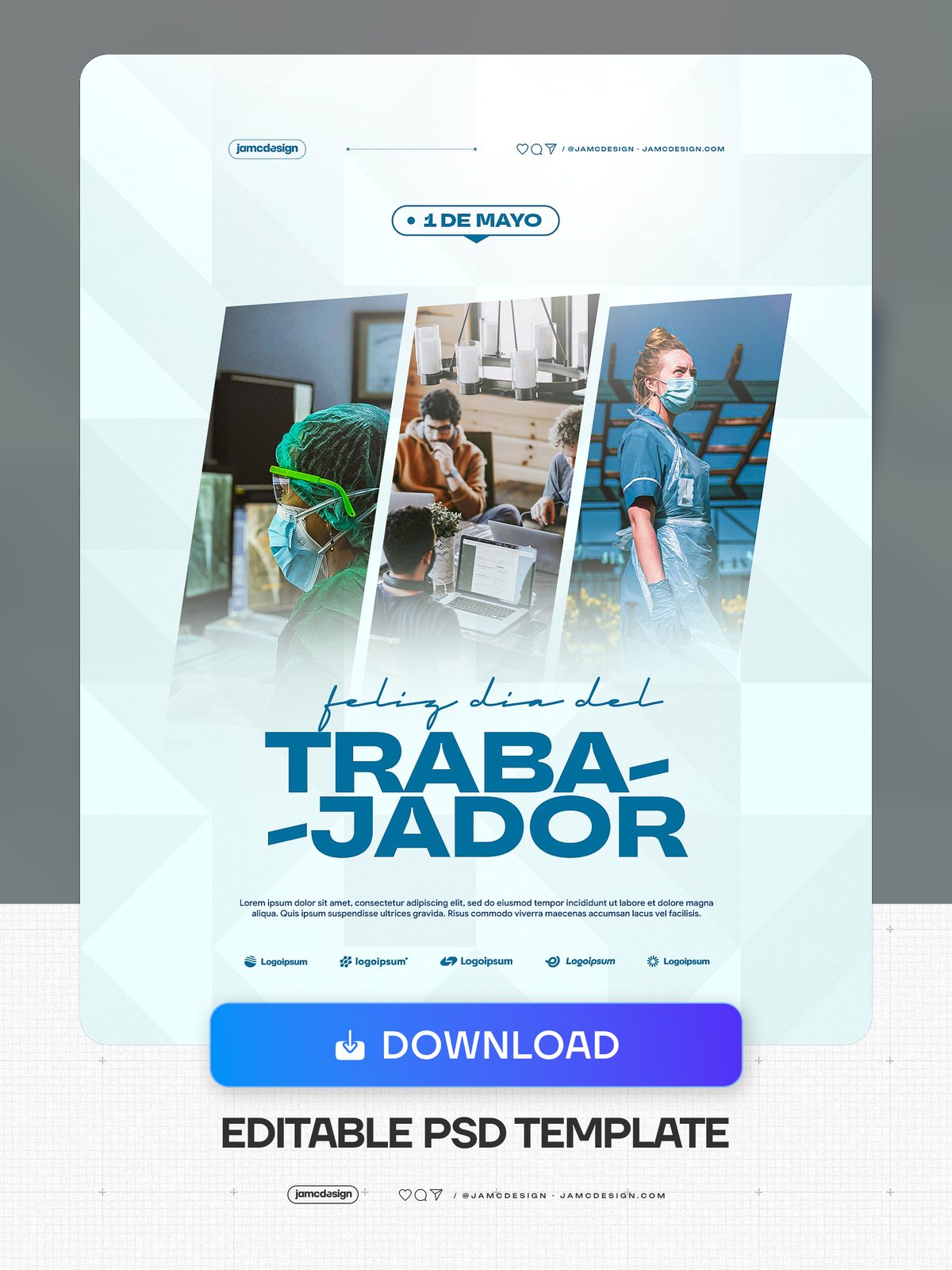 Plantilla PSD De Flyer Del Día Del Trabajador. Plantilla PSD editable para un flyer de evento del Día del Trabajador con una composición clara en triángulos — Vista previa adicional