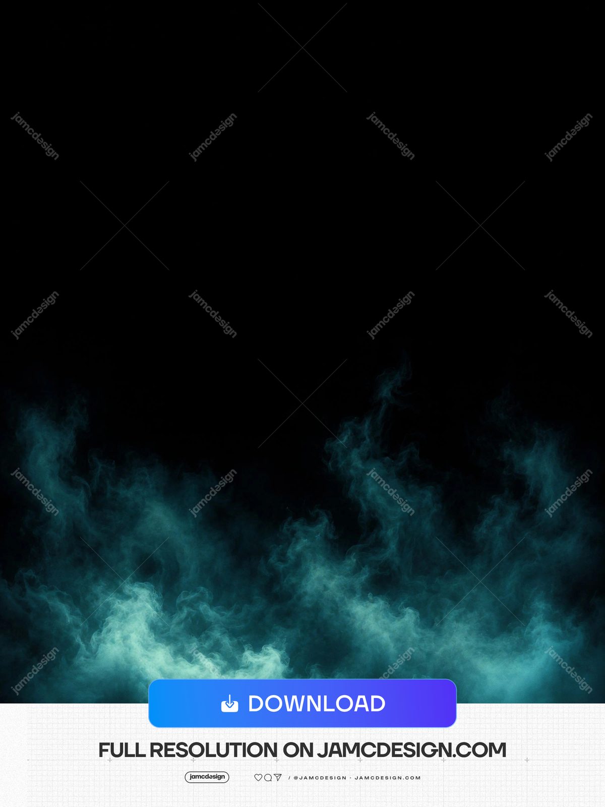 Glowing Cyan Smoke Plume Dark Background Vertical Luminous Vapor. This JPG overlay texture shows a luminous cyan smoke plume rising through a nearly black — Additional preview