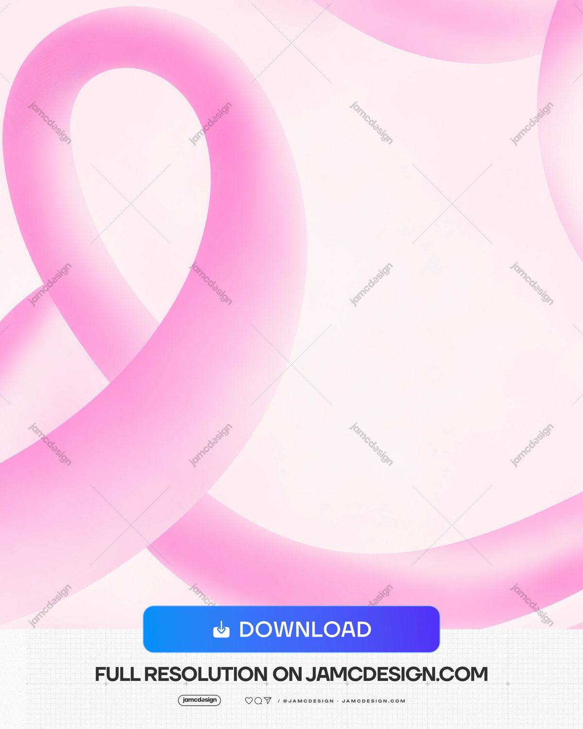 Pink Awareness Ribbons On Blush Background PNG. A PNG background features sweeping pink awareness ribbon bands across a pale blush field — Additional preview