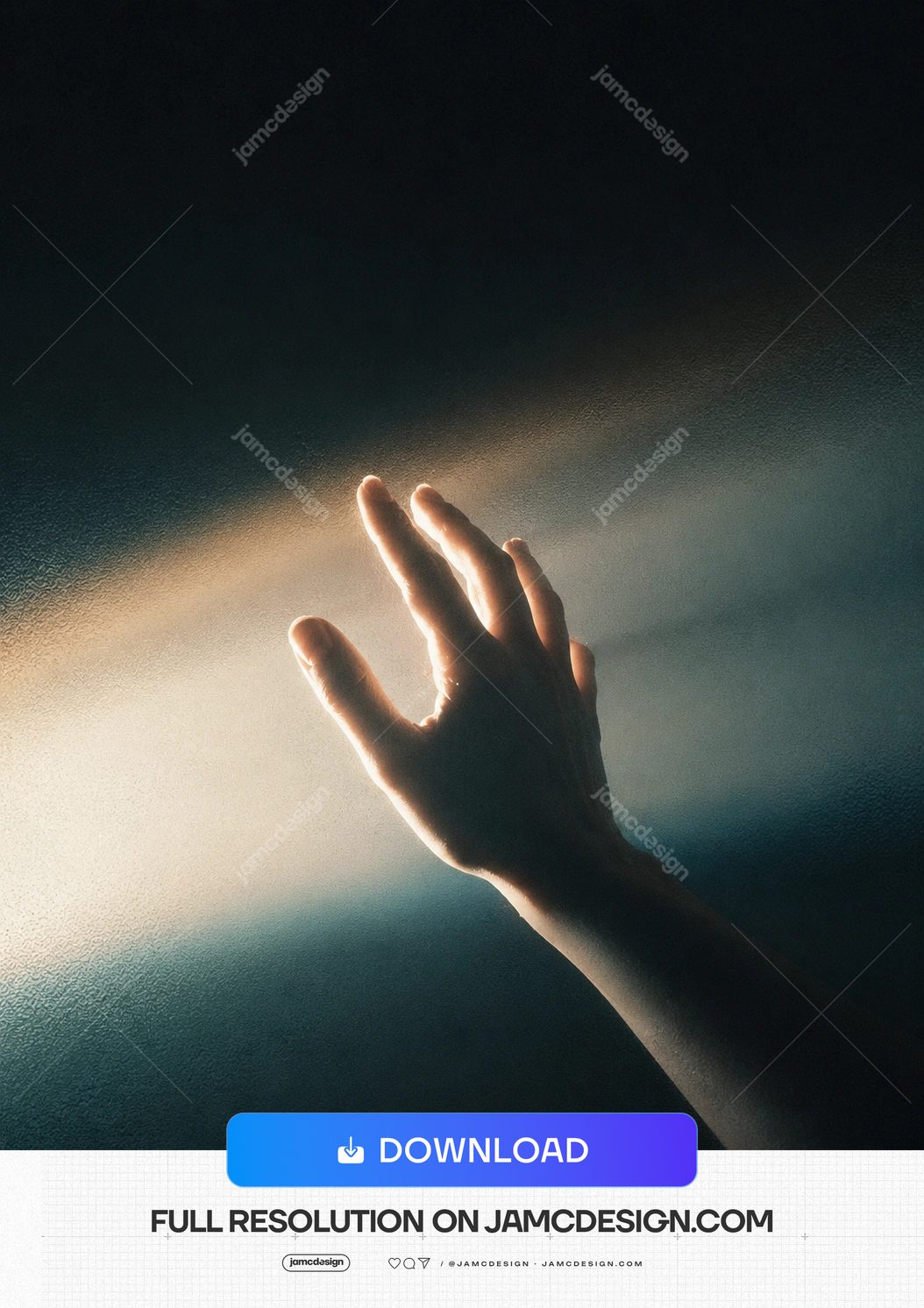 Hand Reaching Toward Light Worship Background. PNG worship background showing a single silhouetted hand reaching upward into a warm golden light beam cutting — Additional preview