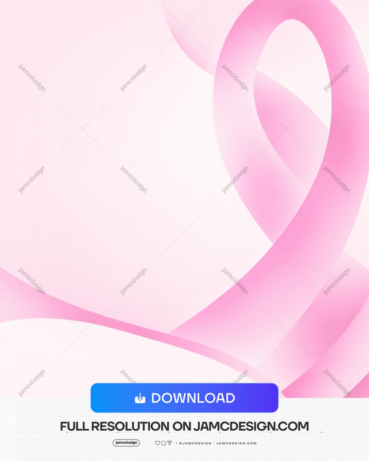 Pastel Pink Background With Awareness Ribbon PNG. This PNG background features a large flowing pink awareness ribbon against a soft pale pink field — Additional preview