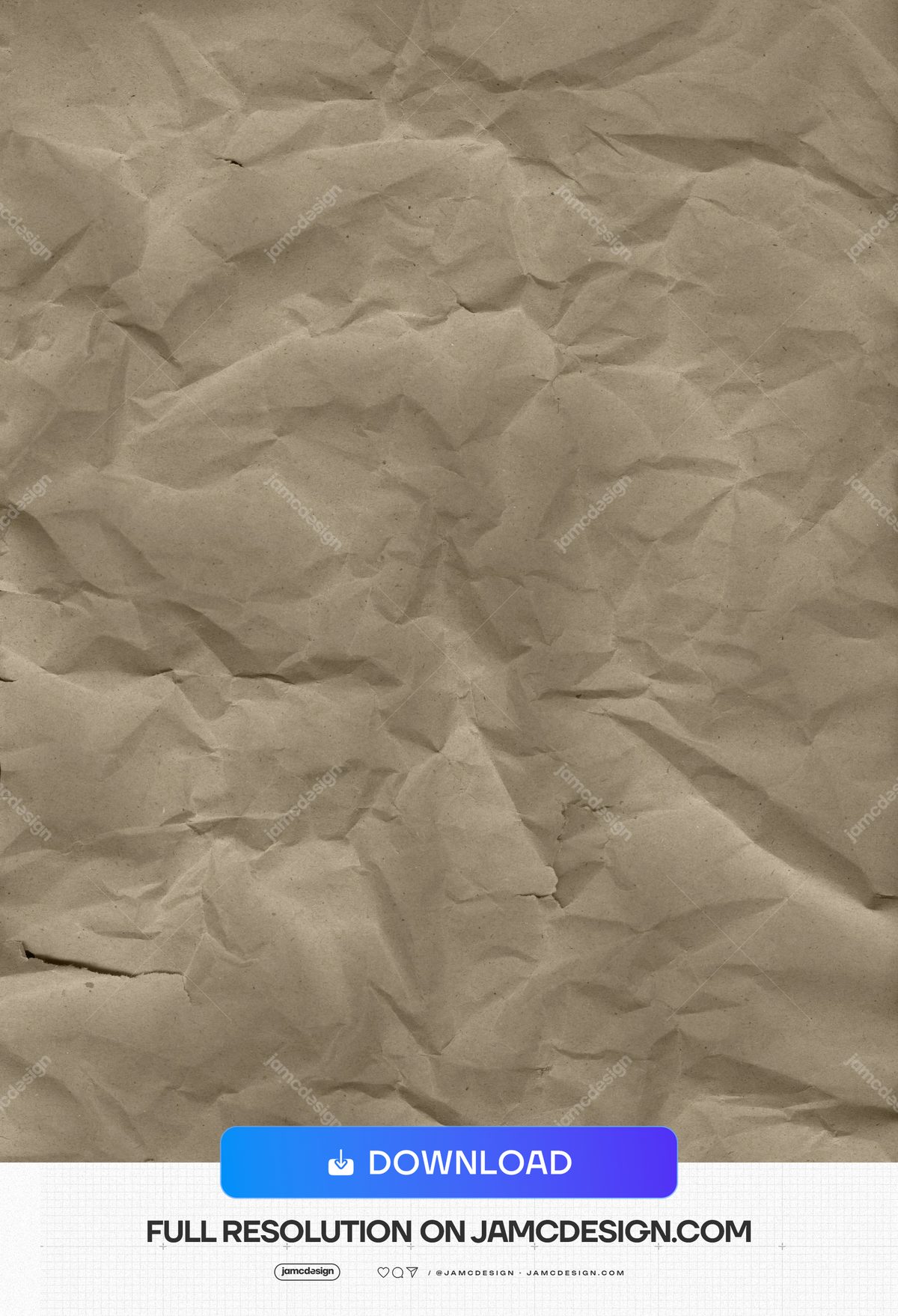 Crumpled Sand-Tone Paper Background. A JPG texture of warm sand toned paper fills the image with dense crumples, creases and uneven shadows — Additional preview