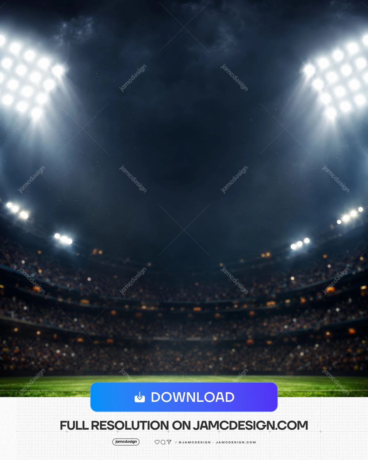 Fundo De Estádio De Futebol Com Iluminação Noturna. Fundo em JPG mostrando um estádio de futebol à noite, com holofotes intensos — Prévia adicional
