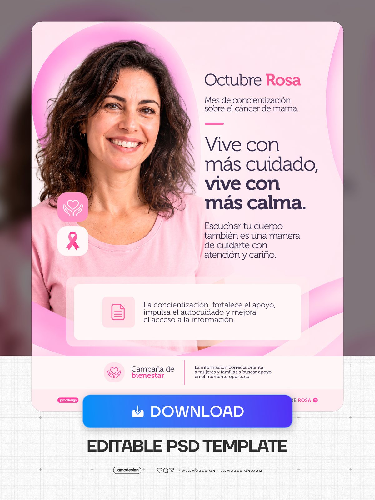 Pink October Breast Cancer Awareness Flyer Template PSD. Download this PSD social media template for breast cancer awareness — Additional preview