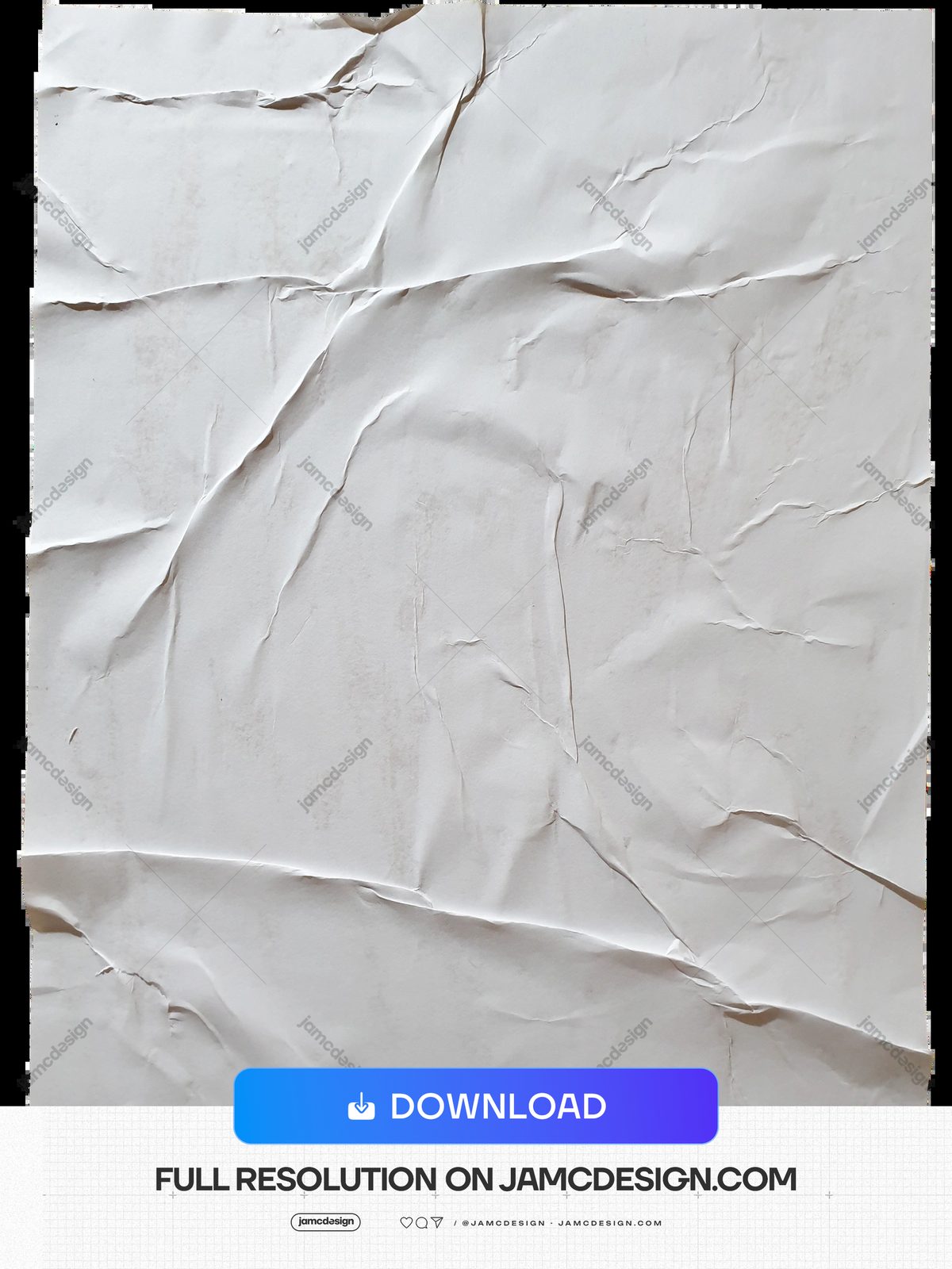 Crumpled White Paper Texture Overlay PNG. Download this PNG paper texture showing a white sheet with pronounced creases, folds and softly shaded wrinkles — Additional preview