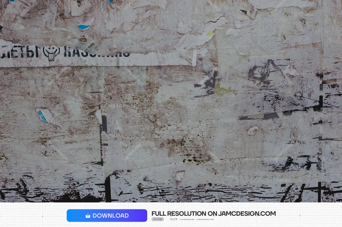 Layered Weathered Paper Texture. A JPG texture of layered, distressed paper in muted beige and grey, with torn edges, creases — Additional preview