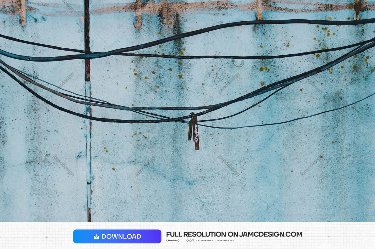 Weathered Aqua Wall Texture With Overhead Cables. This JPG texture shows a weathered aqua painted wall — Additional preview
