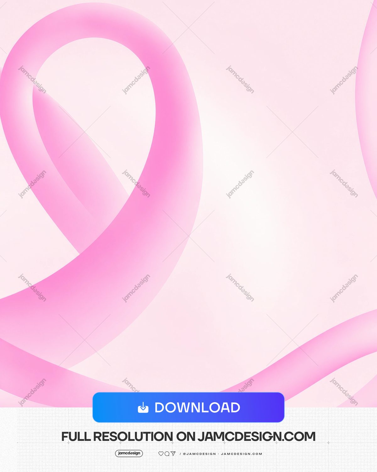 Pink Awareness Ribbon Background PNG. This PNG background features broad pink awareness ribbon curves sweeping across a soft pale pink gradient — Additional preview