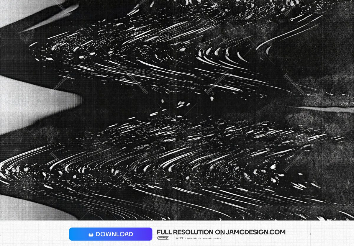Monochrome Liquid Ripple Texture. This monochrome texture JPG features flowing liquid ripples and bright streaks against a dark, grainy surface — Additional preview