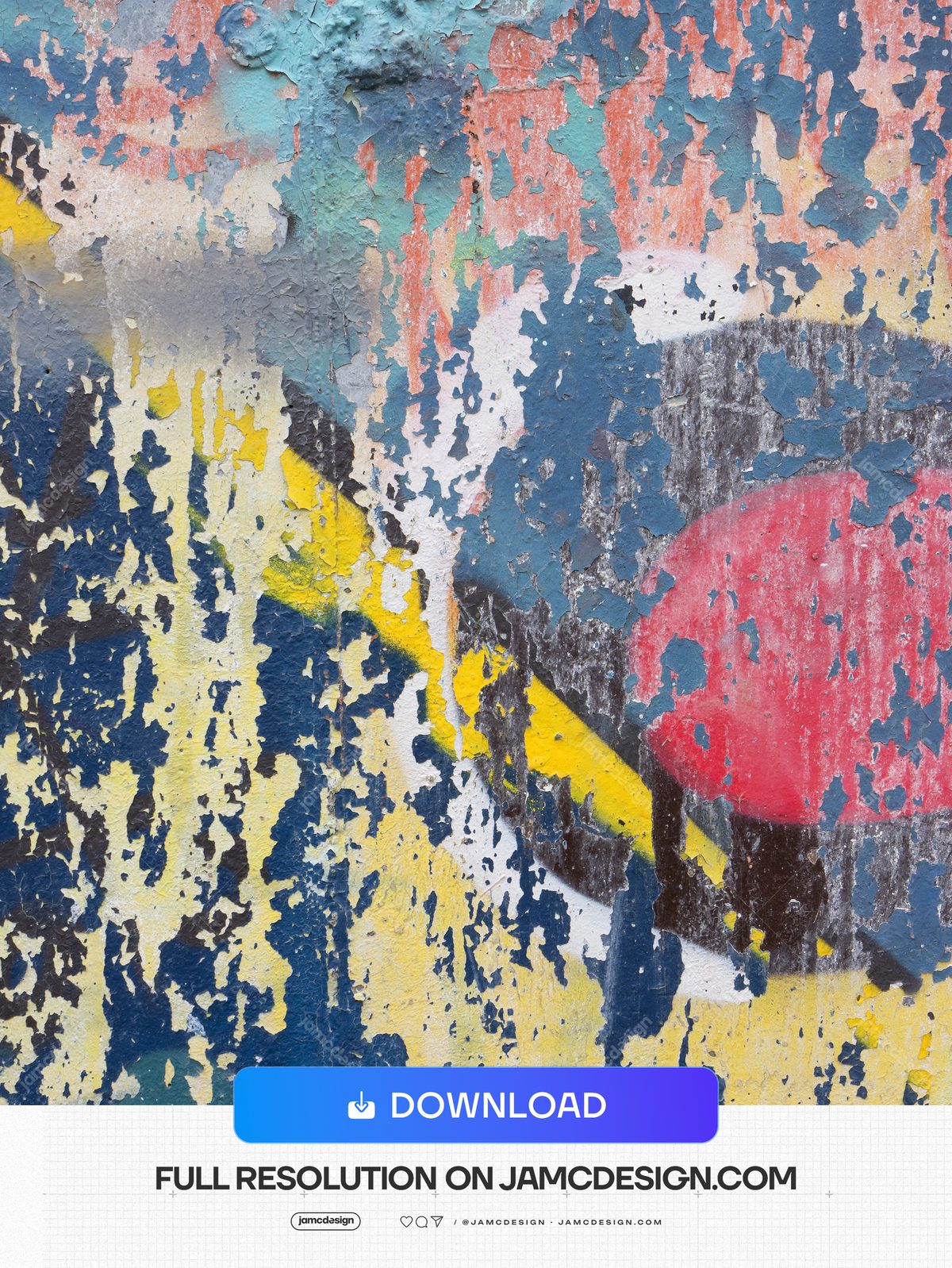Distressed Painted Wall Texture PNG. Download this PNG texture of a distressed graffiti wall, with peeling blue, yellow, pink and dark paint across a rough — Additional preview