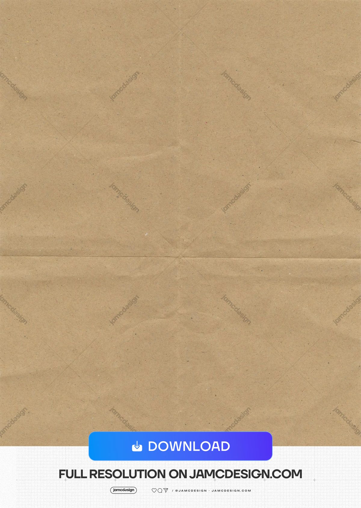 Tan Creased Paper Texture Background. This JPG paper texture has a warm tan tone, fine speckling and broad intersecting creases across its plain surface — Additional preview