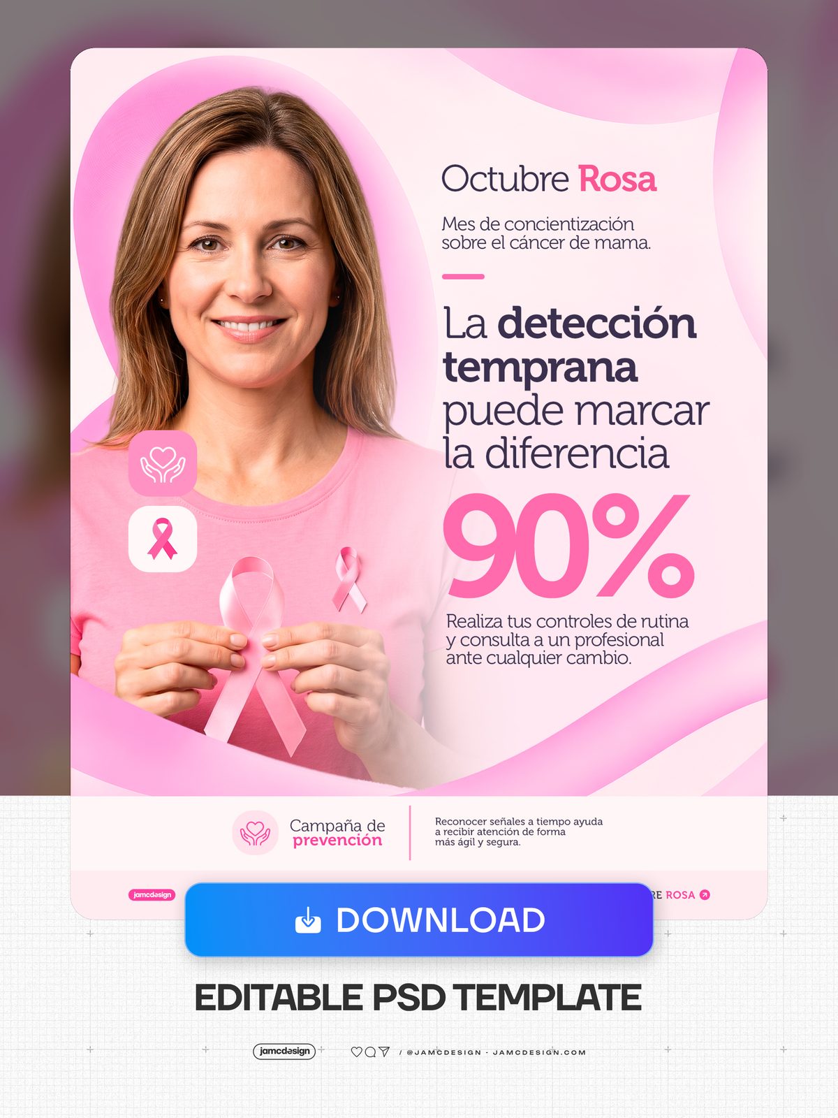 Early Breast Cancer Detection Flyer Template PSD. Download this editable PSD social media template for breast cancer awareness — Additional preview