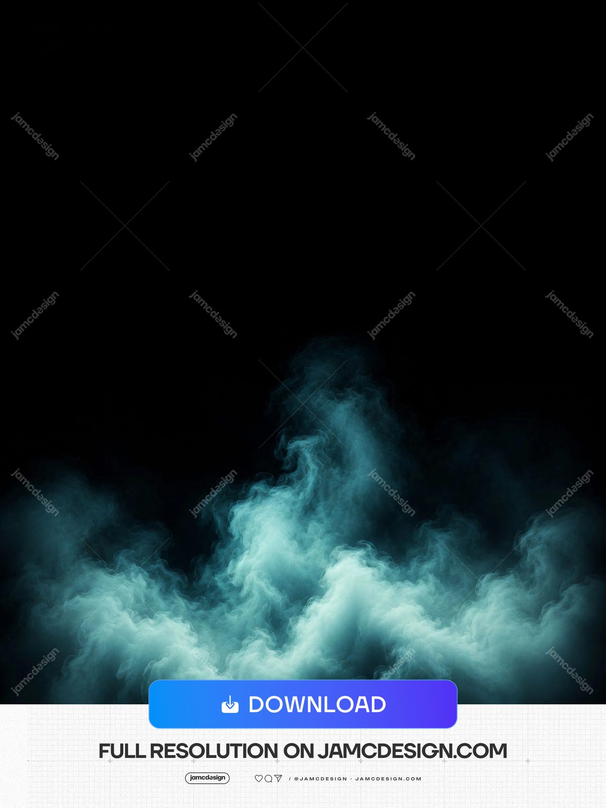 Teal Smoke Cloud Bank Dark Background Vertical Luminous Haze. JPG overlay texture featuring a billowing teal smoke cloud across a black background — Additional preview