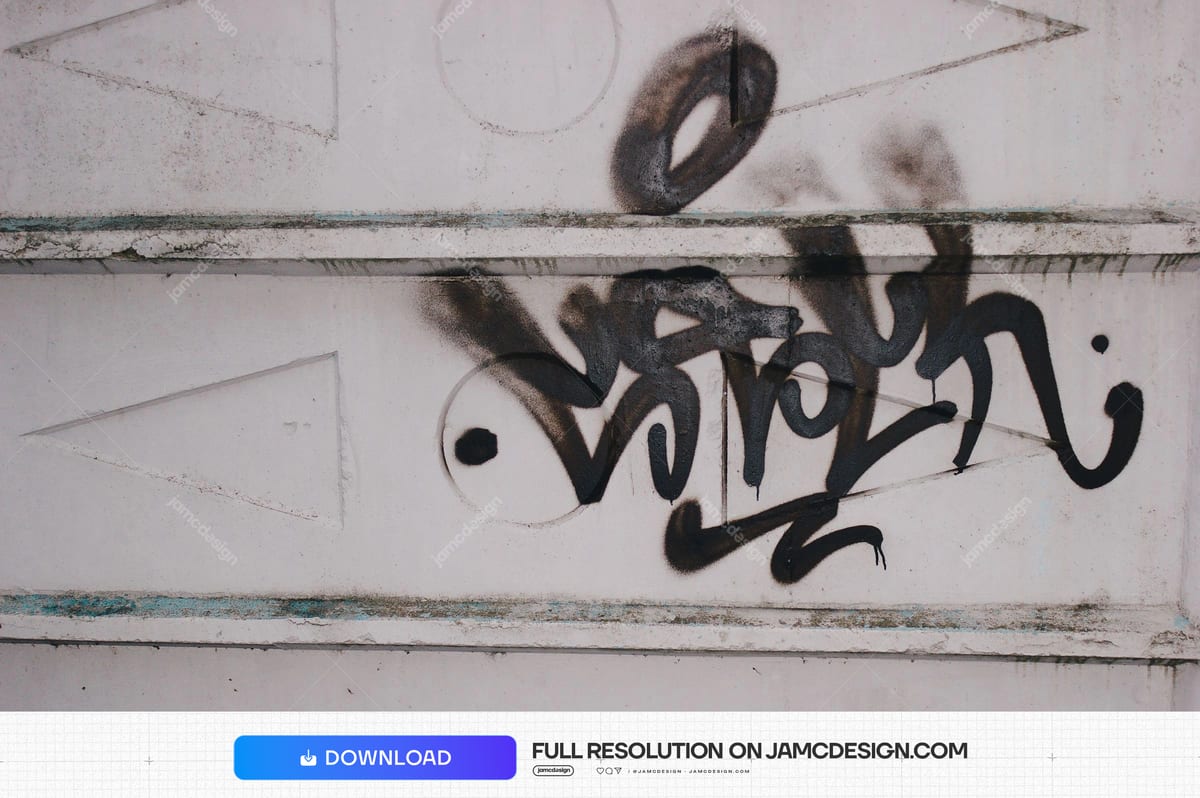 Pale Gray Geometric Panel Texture With Black Graffiti. Download this JPG texture featuring black graffiti across pale gray concrete panels — Additional preview