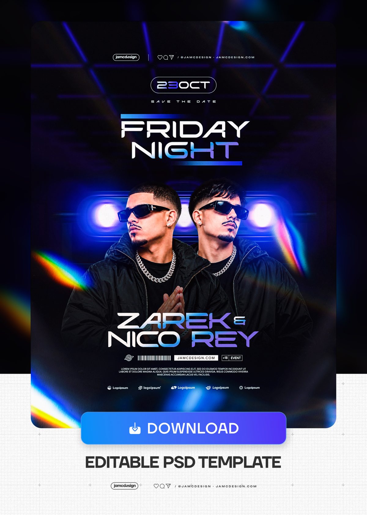 Friday Night Event Flyer Template PSD. Download this editable PSD event flyer template for a Friday night — Additional preview