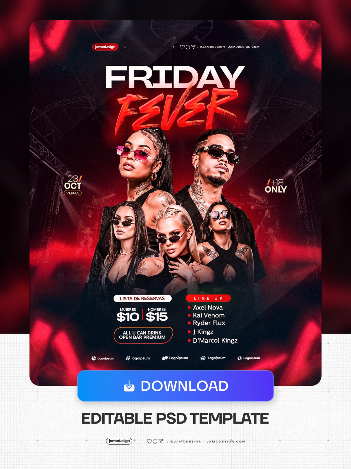Friday Fever Party Flyer Template PSD. Download this editable PSD event flyer for a Friday night party — Additional preview
