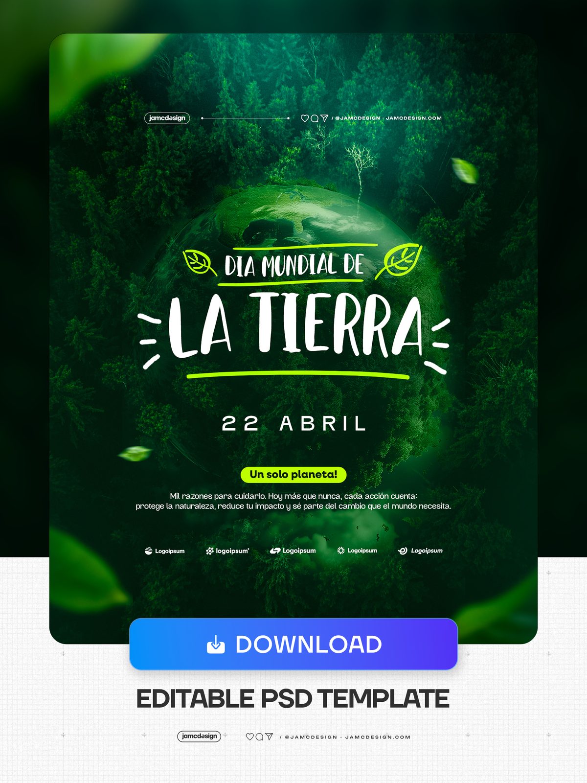 Día Mundial De La Tierra Plantilla De Flyer PSD Editable. Plantilla PSD editable para un flyer de evento ambiental — Vista previa adicional