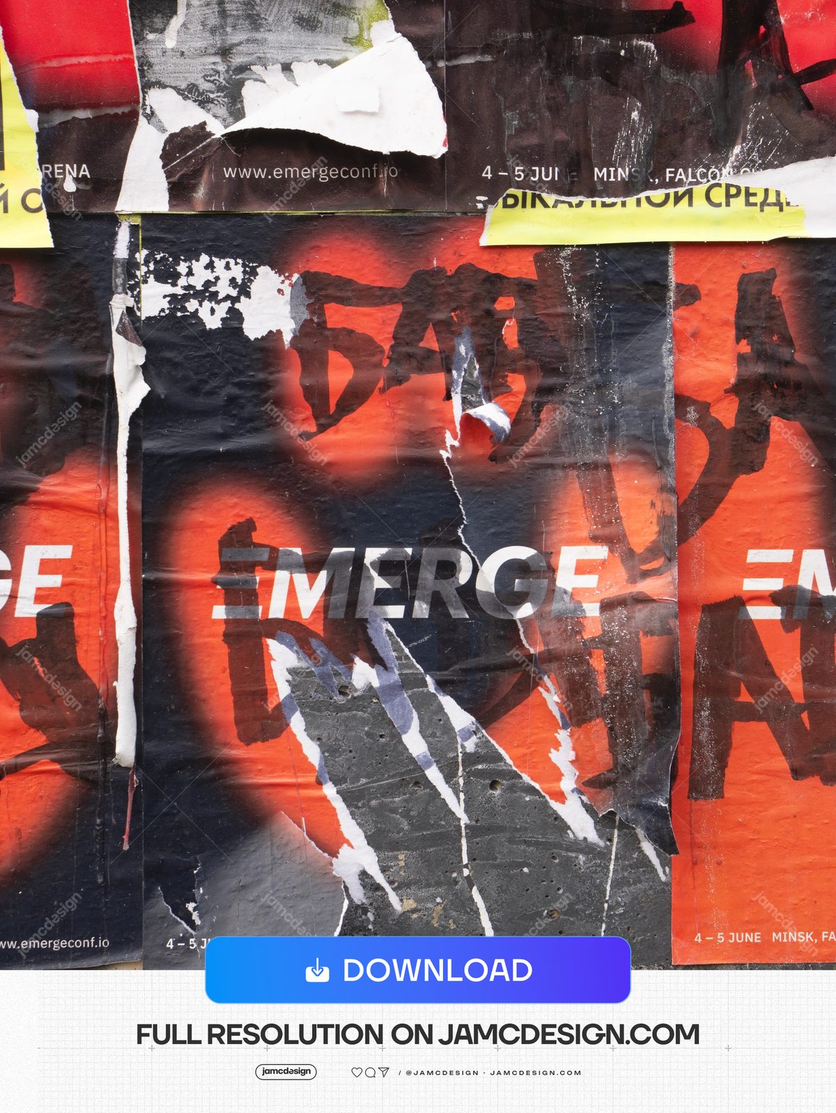 Distressed Red And Orange Layered Poster Texture PNG. Download this PNG texture of overlapping torn paper posters, with vivid red and orange areas — Additional preview