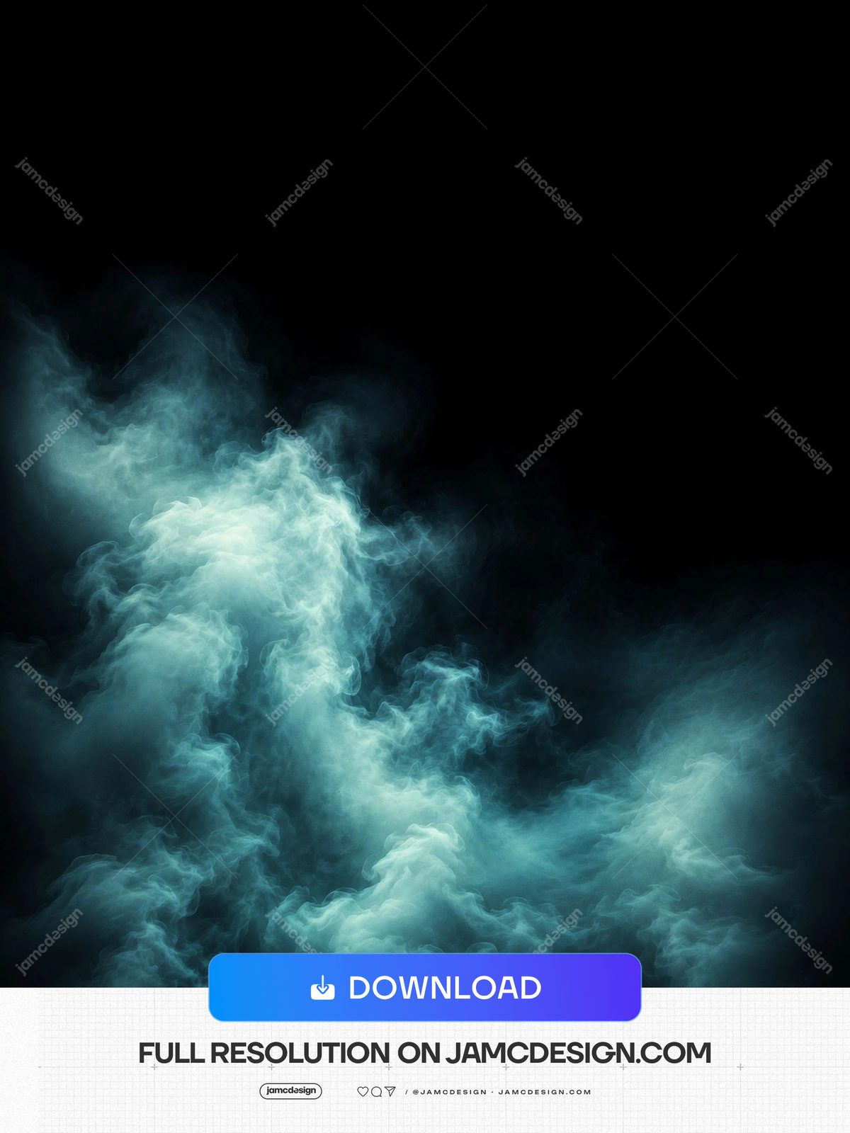 Luminous Teal Smoke Swirls Dark Background Vertical Aqua Vapor Glow. JPG overlay texture featuring luminous teal smoke curling through a deep black background — Additional preview