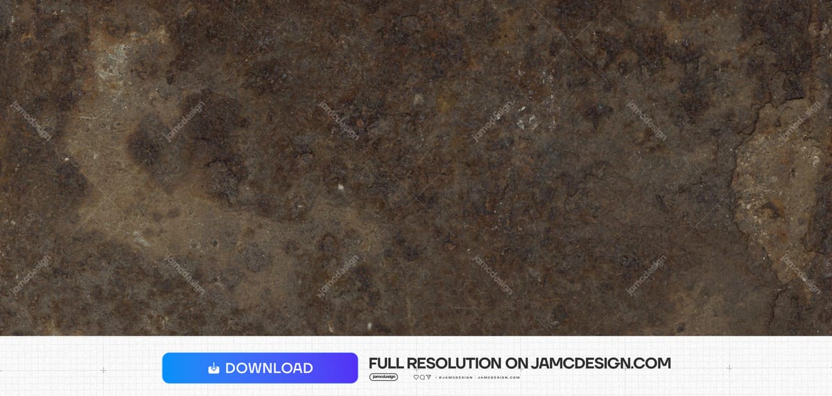 Dark Rusted Metal Texture. Download this JPG texture of dark, rusted pitted metal, with mottled brown tones, rough grain and scattered pits — Additional preview