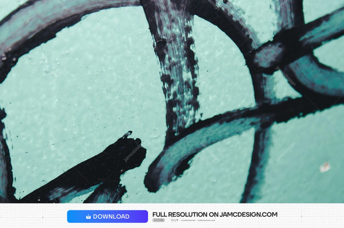 Turquoise Wall Texture With Bold Black Graffiti Strokes. This JPG texture shows a rough turquoise wall crossed by broad black handstyle graffiti strokes — Additional preview