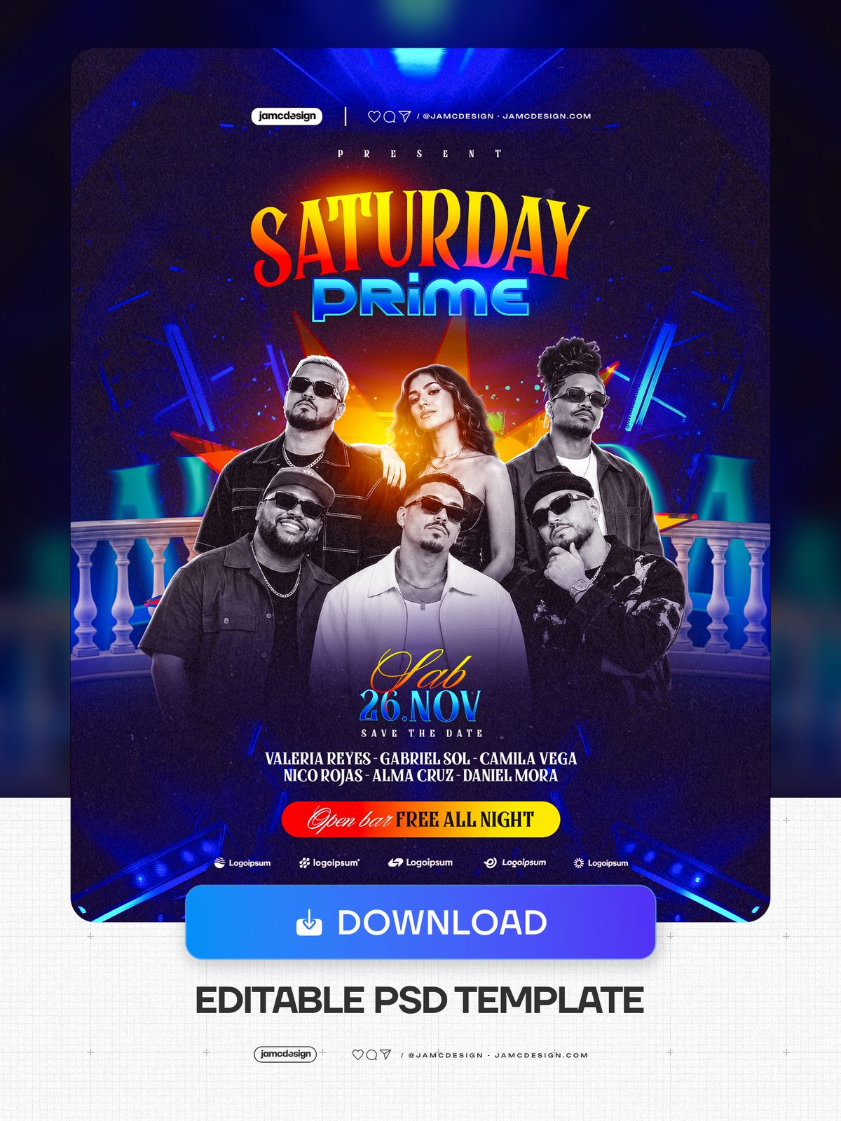 Saturday Prime Party Flyer Template PSD. Download this editable PSD event flyer for a Saturday night gathering — Additional preview
