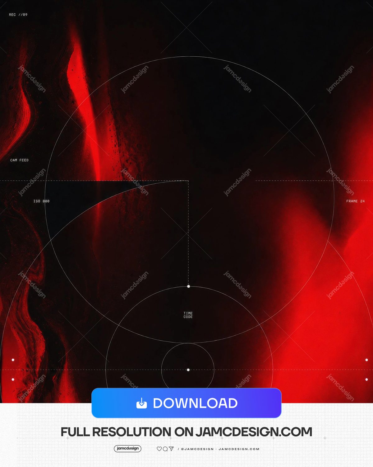 Fond D'Affiche Abstraite Caméra HUD Cyber Rouge. Fond JPG représentant une interface de caméra HUD de science-fiction sombre avec des lignes de grille — Aperçu supplémentaire