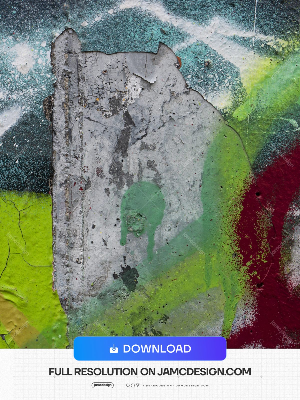 Distressed Concrete Texture With Vivid Graffiti Paint PNG. Download this PNG concrete texture with a rough, broken grey surface layered over vivid green — Additional preview