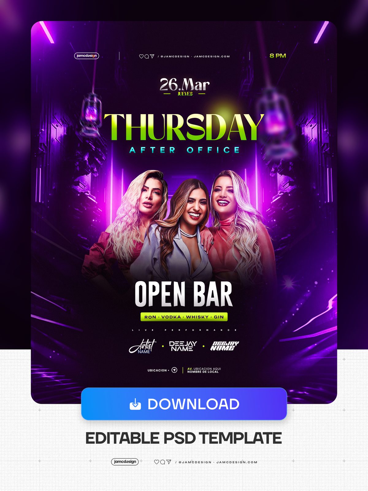 Thursday After Office Flyer Template PSD Editable. Editable PSD template for a Thursday After Office event flyer — Additional preview