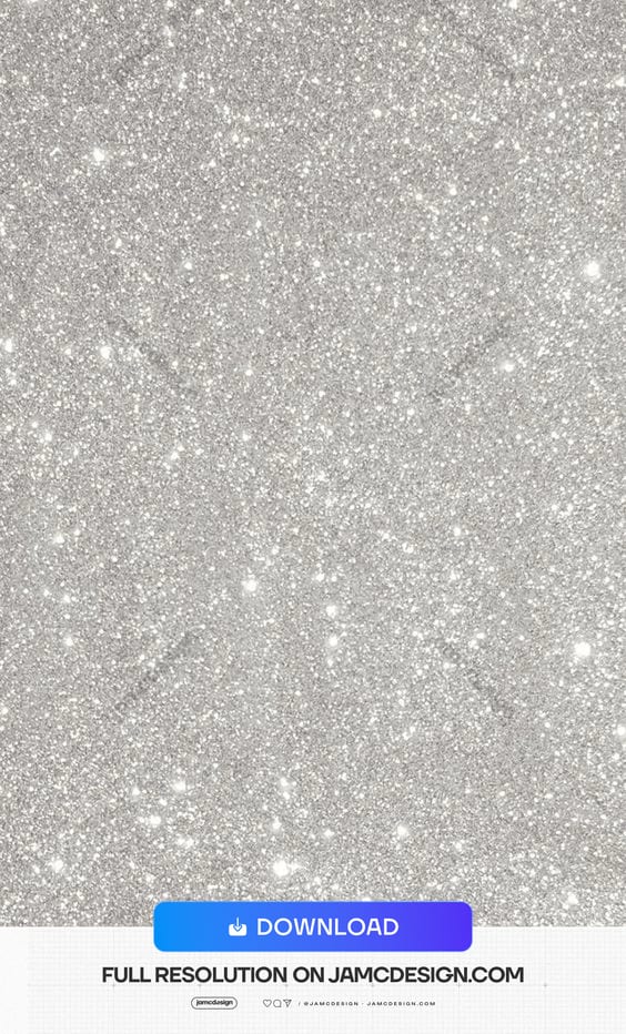 Silver Glitter Texture Background. This JPG texture shows a dense silver glitter grain with scattered bright flecks across a softly mottled surface — Additional preview