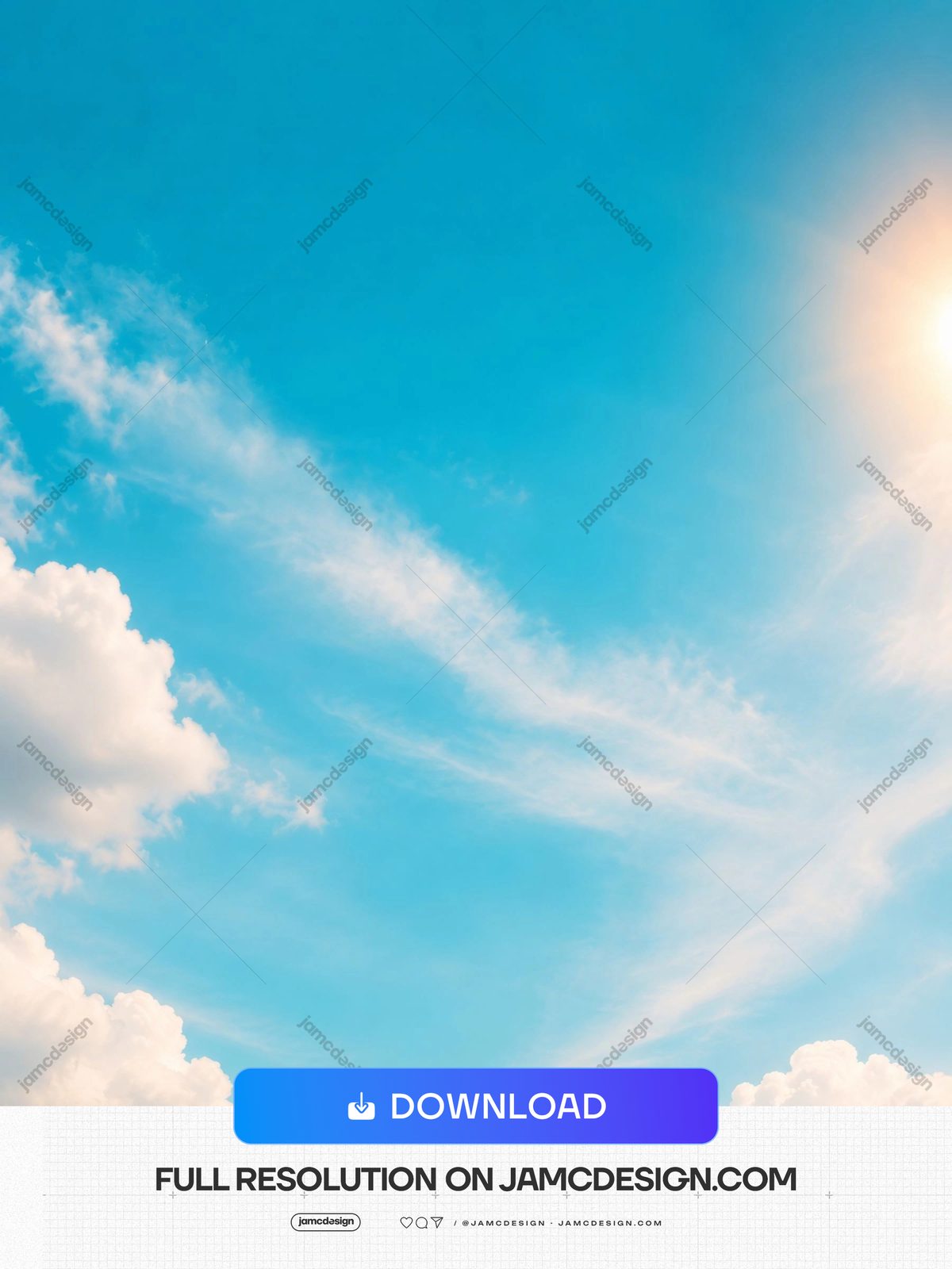 Fondo De Escena Cálida Con Cielo Turquesa Y Nubes Iluminadas. Fondo JPG luminoso que muestra un cielo turquesa cubierto de suaves nubes blancas y luz solar — Vista previa adicional