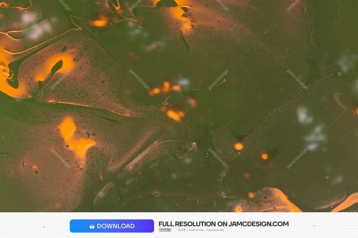 Abstract Green Ink Texture With Amber Swirls. This abstract JPG texture blends moss green ink with amber liquid swirls — Additional preview